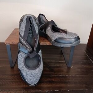 Propet MaryJane Shoes Women 8.5 Onalee Comfort Gray Blk Hook Loop Casual Travel